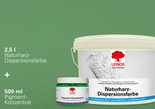 LEINOS Set Wandfarbe - Naturharz-Dispersionsfarbe 660 + Pigment-Konzentrat 668