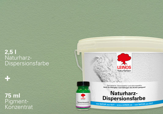 LEINOS Set Wandfarbe - Naturharz-Dispersionsfarbe 660 + Pigment-Konzentrat 668