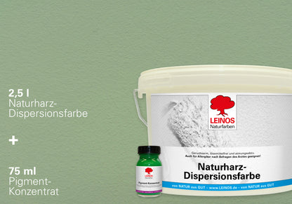 LEINOS Set Wandfarbe - Naturharz-Dispersionsfarbe 660 + Pigment-Konzentrat 668