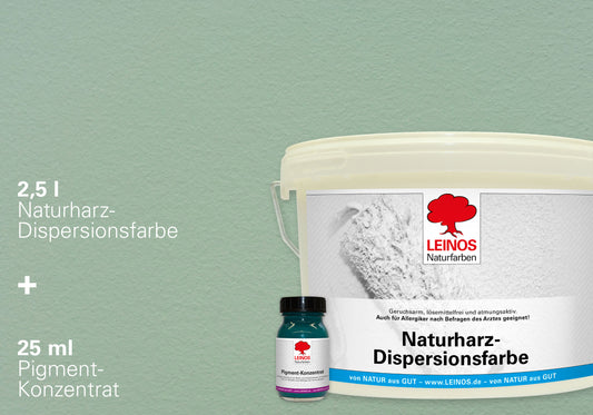 LEINOS Set Wandfarbe - Naturharz-Dispersionsfarbe 660 + Pigment-Konzentrat 668