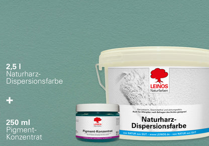 LEINOS Set Wandfarbe - Naturharz-Dispersionsfarbe 660 + Pigment-Konzentrat 668