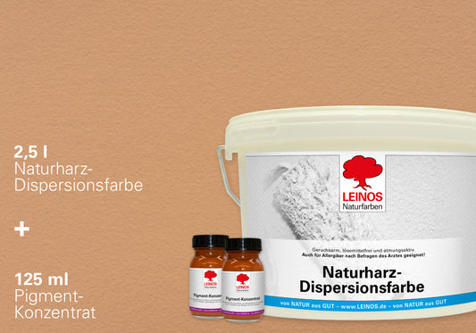 LEINOS Set Wandfarbe - Naturharz-Dispersionsfarbe 660 + Pigment-Konzentrat 668