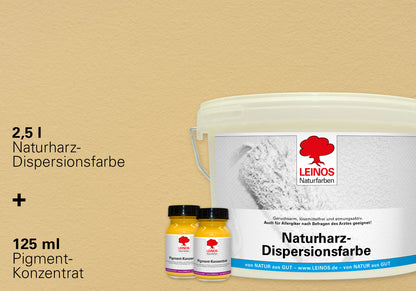 LEINOS Set Wandfarbe - Naturharz-Dispersionsfarbe 660 + Pigment-Konzentrat 668