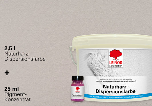 LEINOS Set Wandfarbe - Naturharz-Dispersionsfarbe 660 + Pigment-Konzentrat 668