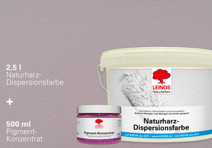 LEINOS Set Wandfarbe - Naturharz-Dispersionsfarbe 660 + Pigment-Konzentrat 668