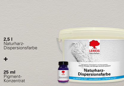 LEINOS Set Wandfarbe - Naturharz-Dispersionsfarbe 660 + Pigment-Konzentrat 668