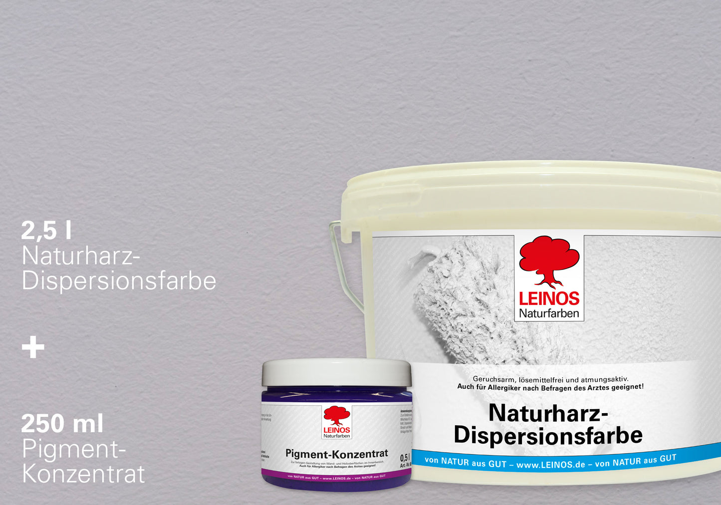 LEINOS Set Wandfarbe - Naturharz-Dispersionsfarbe 660 + Pigment-Konzentrat 668