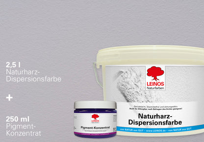 LEINOS Set Wandfarbe - Naturharz-Dispersionsfarbe 660 + Pigment-Konzentrat 668