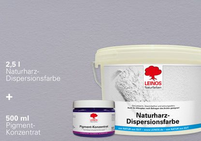 LEINOS Set Wandfarbe - Naturharz-Dispersionsfarbe 660 + Pigment-Konzentrat 668