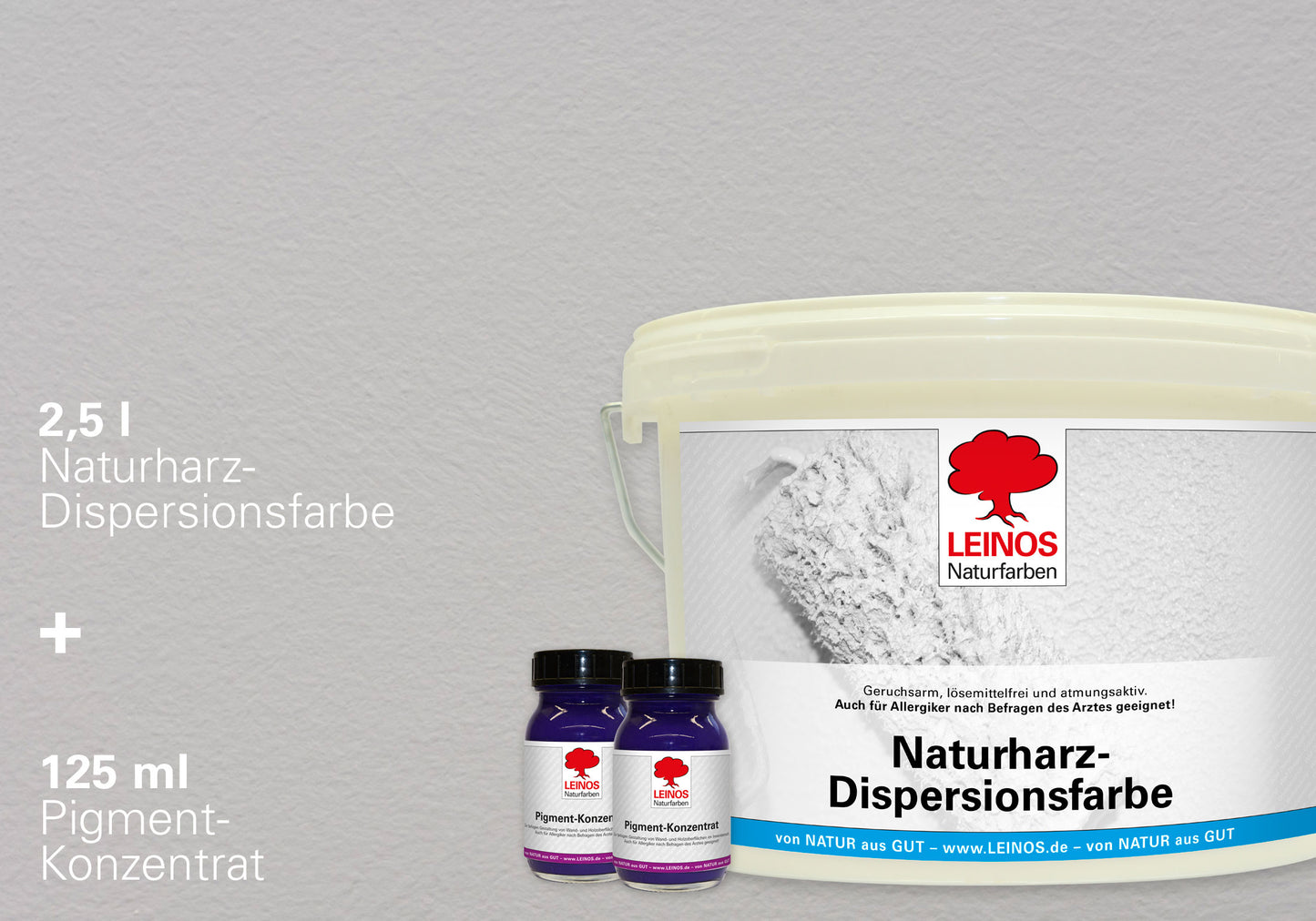 LEINOS Set Wandfarbe - Naturharz-Dispersionsfarbe 660 + Pigment-Konzentrat 668