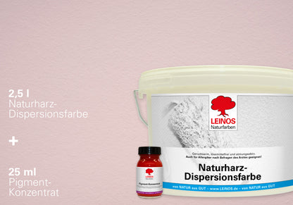 LEINOS Set Wandfarbe - Naturharz-Dispersionsfarbe 660 + Pigment-Konzentrat 668