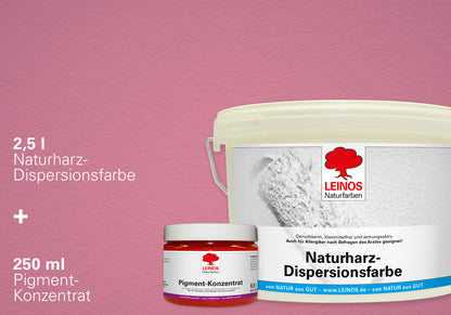 LEINOS Set Wandfarbe - Naturharz-Dispersionsfarbe 660 + Pigment-Konzentrat 668