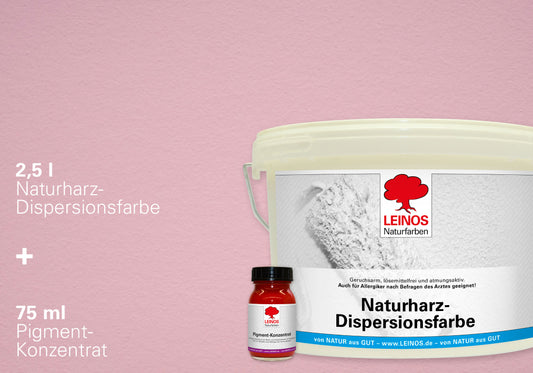 LEINOS Set Wandfarbe - Naturharz-Dispersionsfarbe 660 + Pigment-Konzentrat 668