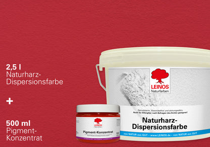 LEINOS Set Wandfarbe - Naturharz-Dispersionsfarbe 660 + Pigment-Konzentrat 668