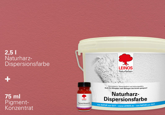 LEINOS Set Wandfarbe - Naturharz-Dispersionsfarbe 660 + Pigment-Konzentrat 668