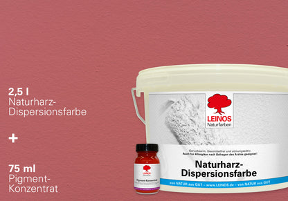 LEINOS Set Wandfarbe - Naturharz-Dispersionsfarbe 660 + Pigment-Konzentrat 668