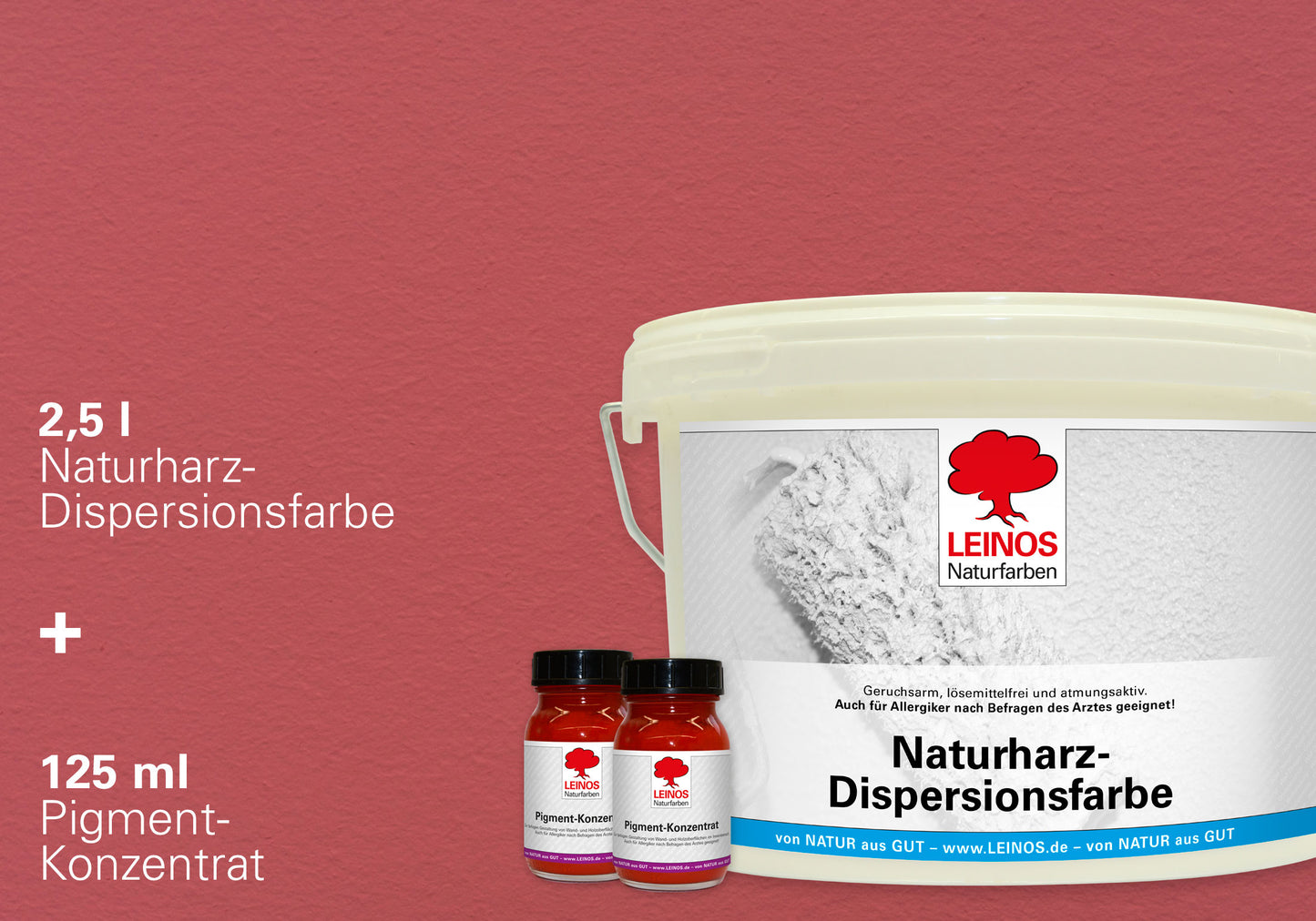 LEINOS Set Wandfarbe - Naturharz-Dispersionsfarbe 660 + Pigment-Konzentrat 668