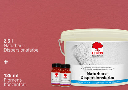 LEINOS Set Wandfarbe - Naturharz-Dispersionsfarbe 660 + Pigment-Konzentrat 668