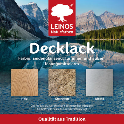 LEINOS Decklack glänzend 840 Tannengrün 750 ml wasserabweisender Holzlack für Innen und Außen hoch deckend wetterbeständig für Holz Metall und Steinzeug mit brillanter Farbwirkung und Holzschutz