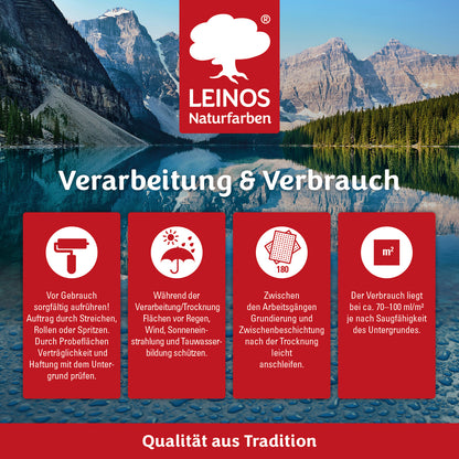 LEINOS Decklack glänzend 840 Tannengrün 750 ml wasserabweisender Holzlack für Innen und Außen hoch deckend wetterbeständig für Holz Metall und Steinzeug mit brillanter Farbwirkung und Holzschutz