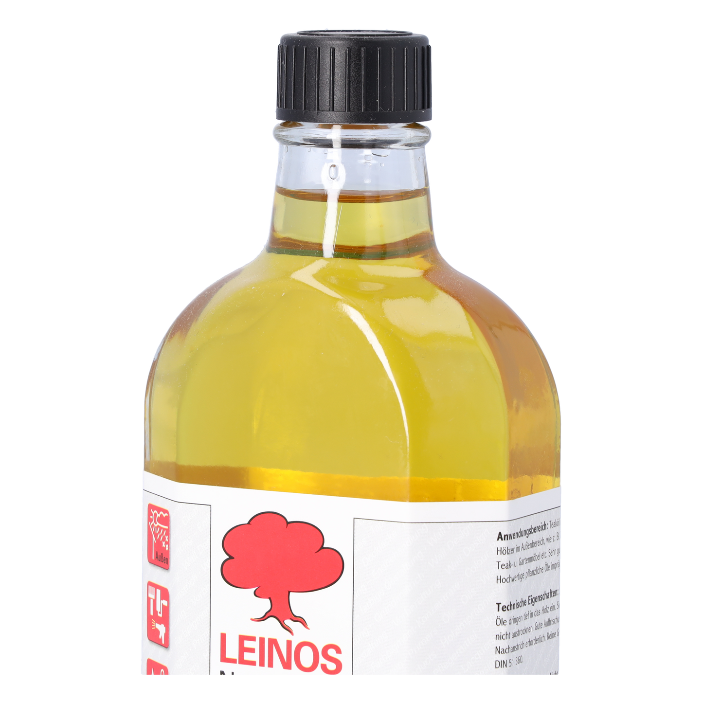 LEINOS Teaköl 223 – 0,25 Liter Holzschutzöl für außen, farblos, für Teak, Bangkirai & Tropenhölzer, imprägniert & frischt auf, pflanzliche Öle, offenporig, wasserabweisend, einfache Anwendung