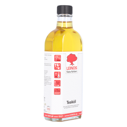 LEINOS Teaköl 223 – 0,25 Liter Holzschutzöl für außen, farblos, für Teak, Bangkirai & Tropenhölzer, imprägniert & frischt auf, pflanzliche Öle, offenporig, wasserabweisend, einfache Anwendung