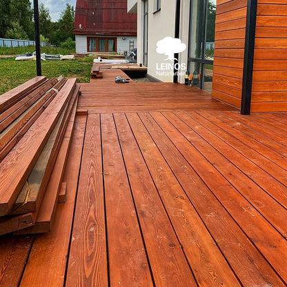 Leinos Terrassenholzöl 0,25l bräunliches Premium Holzschutzöl für Lärche, Eiche, Teak & Akazie, Teaköl & Lärchenöl für Gartenmöbel & Terrassen