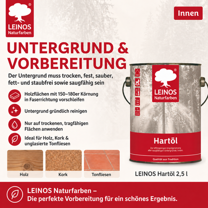 LEINOS Holzöl 2,5 l | Hartöl Pinie für Tische Möbel Arbeitsplatten | Teak Eiche Möbelöl für effektive Versiegelung und langanhaltenden Schutz im Innenbereich