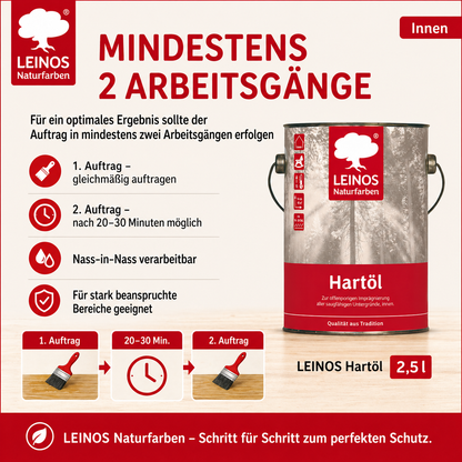LEINOS Holzöl 2,5 l | Hartöl Farblos für Tische Möbel Arbeitsplatten | Teak Eiche Möbelöl für effektive Versiegelung und langanhaltenden Schutz im Innenbereich