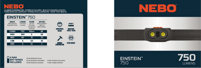 Nebo EINSTEIN 750 Leistungsstarke 750-Lumen-Stirnlampe