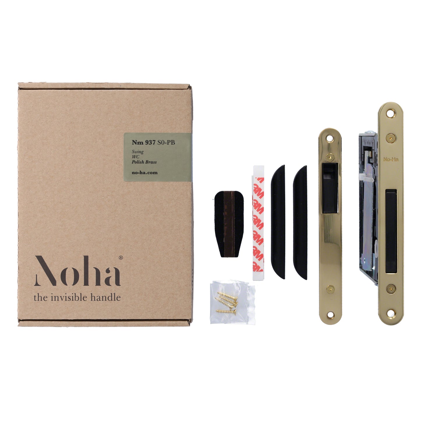 No-Ha Mini 937 S0 Magnetschloss mit Verriegelung für Drehtüren, WC - Lange Verriegelungsplatte