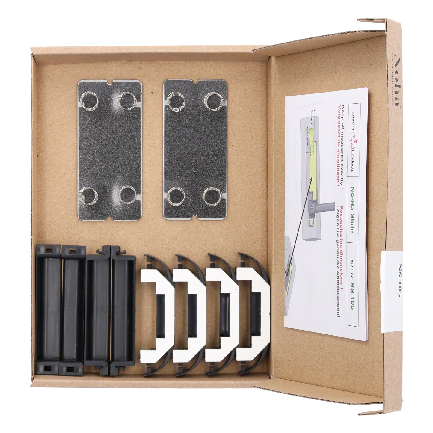 No-Ha NS einseitig oder zweiseitiger Schiebetürgriff für Schiebetüren (Türdicke 27 mm+, 37 mm+, 43 mm+, 48 mm+)