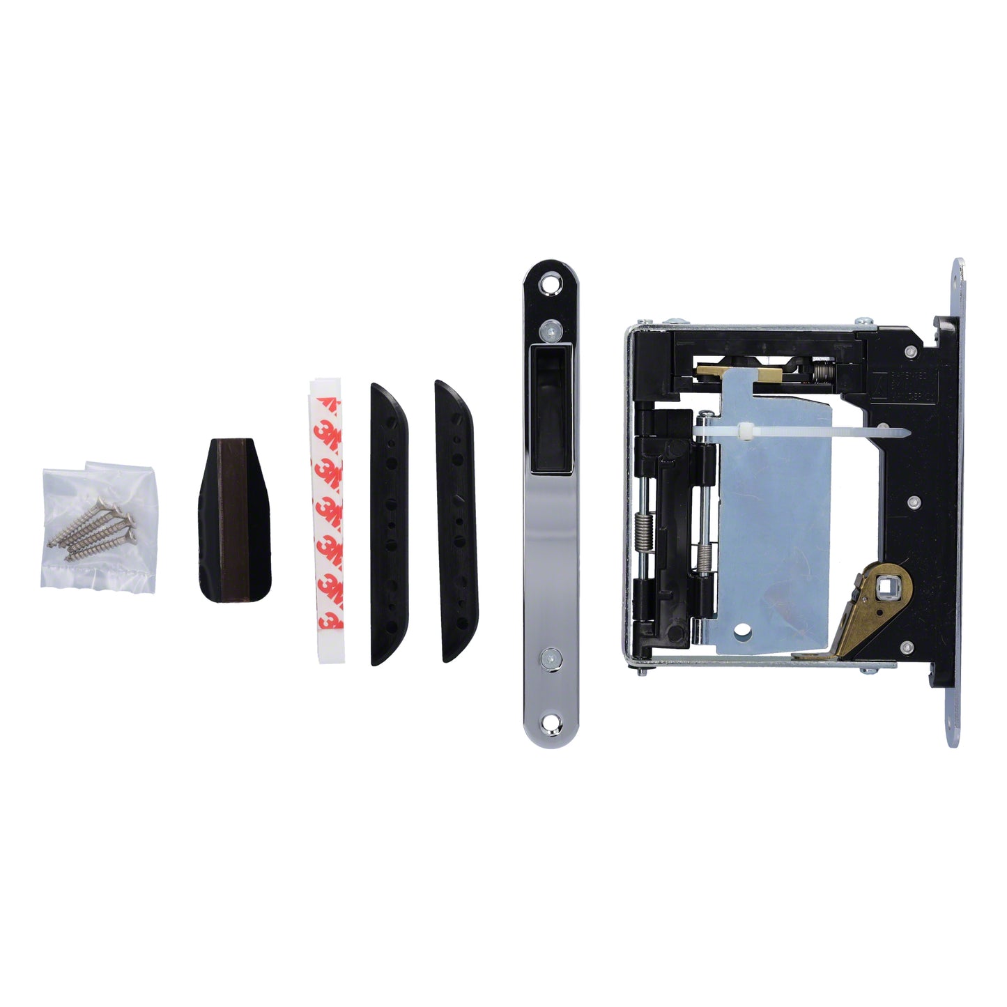 No-Ha Mini 937 S0 Magnetschloss mit Verriegelung für Drehtüren, WC - Lange Verriegelungsplatte