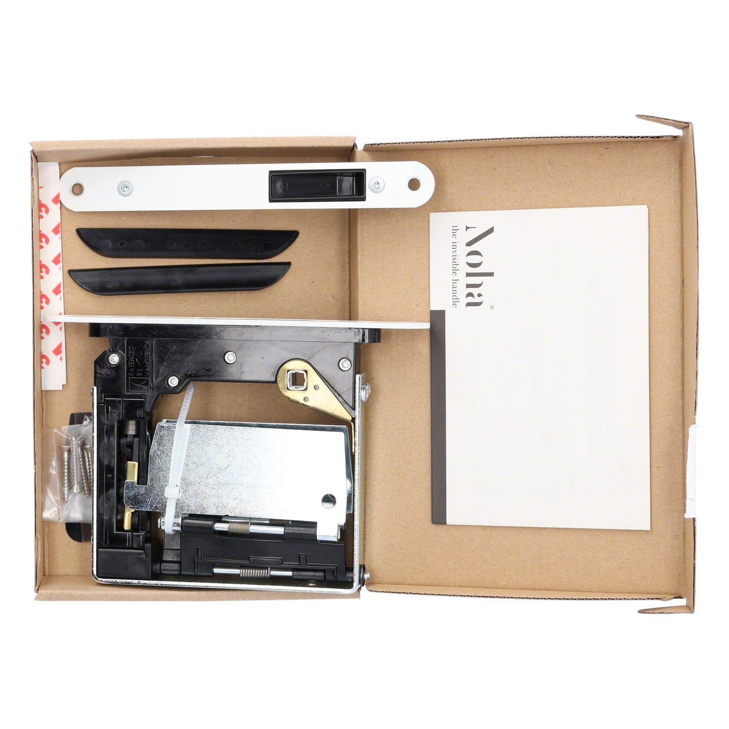 No-Ha Mini 937 S0 Magnetschloss mit Verriegelung für Drehtüren, WC - Lange Verriegelungsplatte