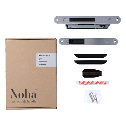 No-Ha Mini 937 S0 Magnetschloss mit Verriegelung für Drehtüren, WC - Lange Verriegelungsplatte