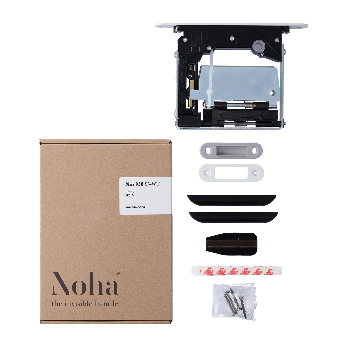 No-Ha mini 937 S5 Magnetschloss mit Verriegelung für Drehtüren, Toilette - kurze Verriegelungsplatte