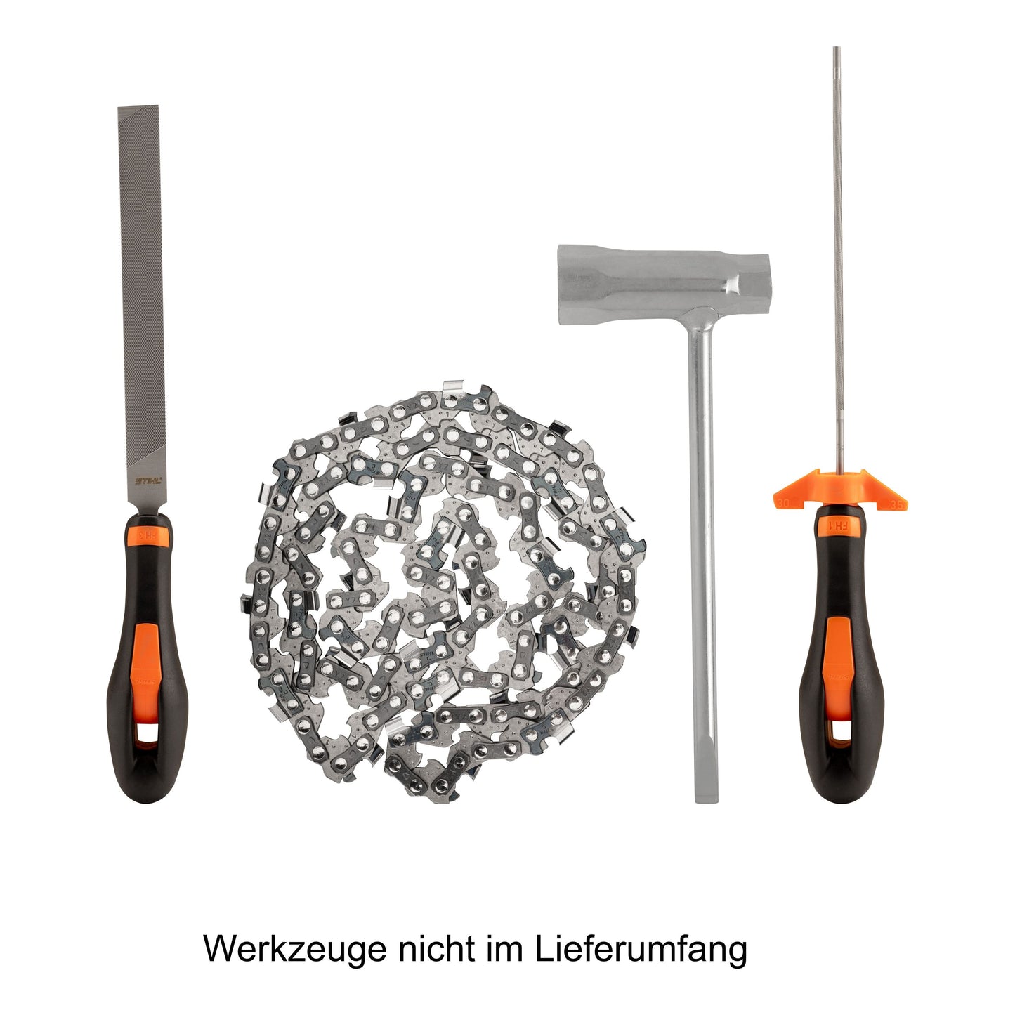 Pressol Kombi-Kraftstoffkanister-5l+3l, PE-Werkzeugtasche | 5 Liter Kraftstoff | 3 Liter Kettenöl | 	HDPE (Polyethylen hoher Dichte) | Farbe Orange