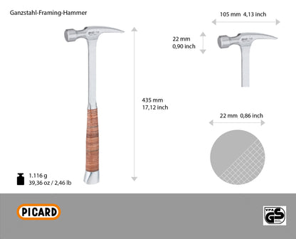 Picard 790 1/2 Ganzstahl-Latthammer, geraute Bahn