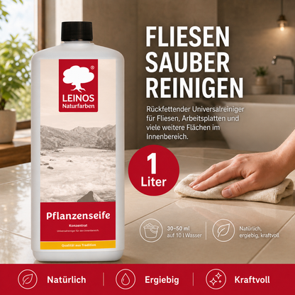 Leinos-Pflanzenseife 930 1 Liter Naturseife  – Rückfettender Universalreiniger aus Pflanzenölen für geölte, gewachste & lackierte Flächen – natürlich, ergiebig & biologisch abbaubar
