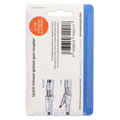 Pressol G-Kupplung Fettpressenmundstück, G 1/8'' | Geeignet für alle gängigen Fettpressen-Typen