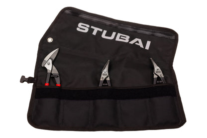 STUBAI Mini-Zangen-Set | 3-teilig in Rolltasche | PVC-isoliert | Mini Durchlaufschere, rechte & linke Blechschere | Kompaktes Profi-Spenglerwerkzeug, griffbereit für präzise Arbeiten & Reparaturen