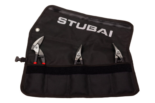 STUBAI Mini-Zangen-Set | 3-teilig in Rolltasche | PVC-isoliert | Mini Durchlaufschere, rechte & linke Blechschere | Kompaktes Profi-Spenglerwerkzeug, griffbereit für präzise Arbeiten & Reparaturen