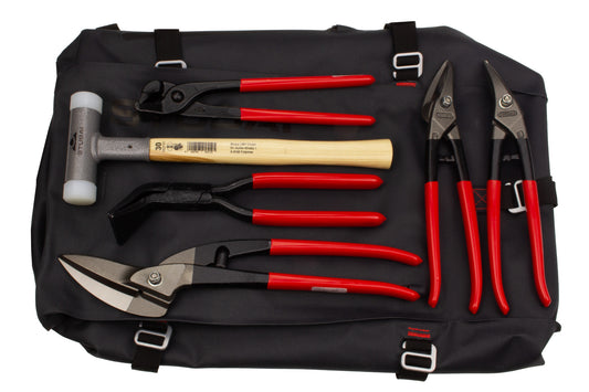 STUBAI-7 teiliger Spengler/ Klempner Rucksack mit Durchlaufschere, Blechschere, Falzzange, Schonhammer und Messenger Bag für professionelle Dach-, Montage- und Blecharbeiten
