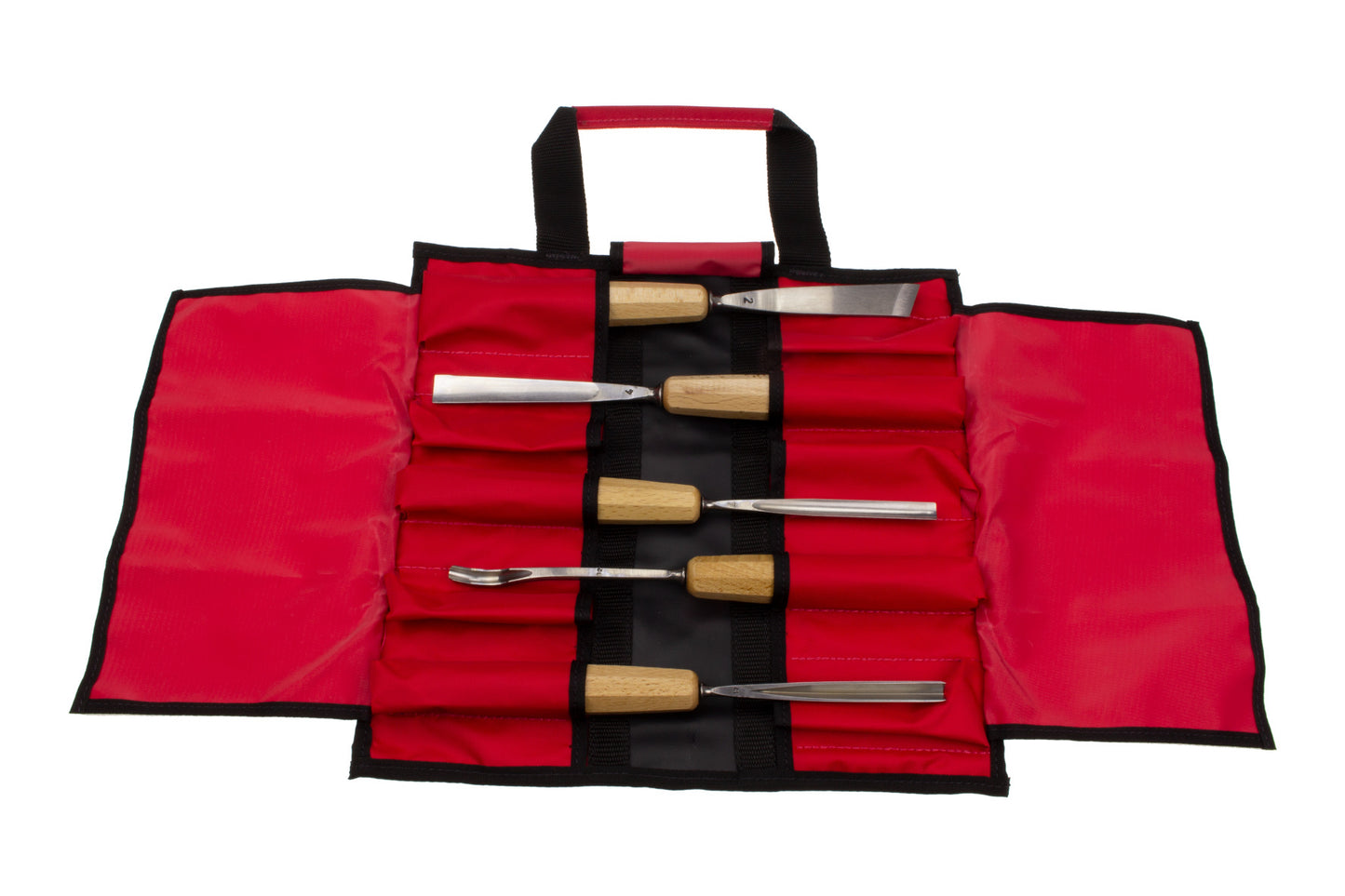 STUBAI Schnitzersatz | 5-teiliges Schnitzwerkzeug-Set in Rolltasche | Enthält Balleisen 20 mm, Flacheisen 16 mm, Hohleisen 10 mm & 6 mm, Gaißfuß 6 mm | Für Anfänger & Fortgeschrittene
