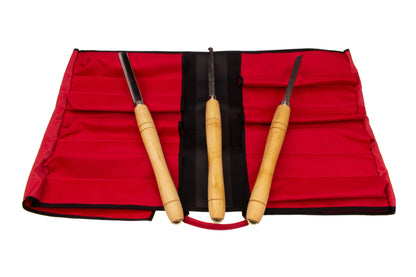 STUBAI S7000 Drechselset „Startup Set“ | 3-teiliges Drechselwerkzeug in Rolltasche | empfohlen von Drechselmeistern | HSS Formröhre 22 mm, Ausdrehstahl rund 15 mm, Abstecher 15×3 mm | Profi-Qualität