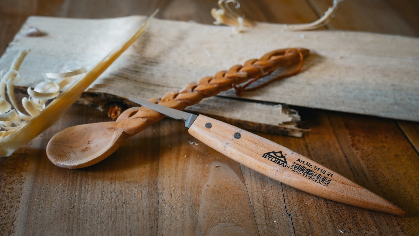 STUBAI Kerbschnitzmesser 45 mm | Kerbschnitzmesser mit Holzheft, extra scharf geschliffen, gerade Klinge, SB-V, Holzbearbeitung, Schnitzwerkzeug