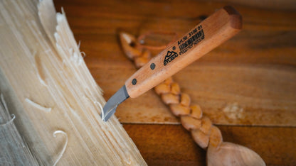 STUBAI Kerbschnitzmesser 45 mm | Kerbschnitzmesser mit Holzheft, lange, schräge Schneide, Holzbearbeitung, Schnitzwerkzeug