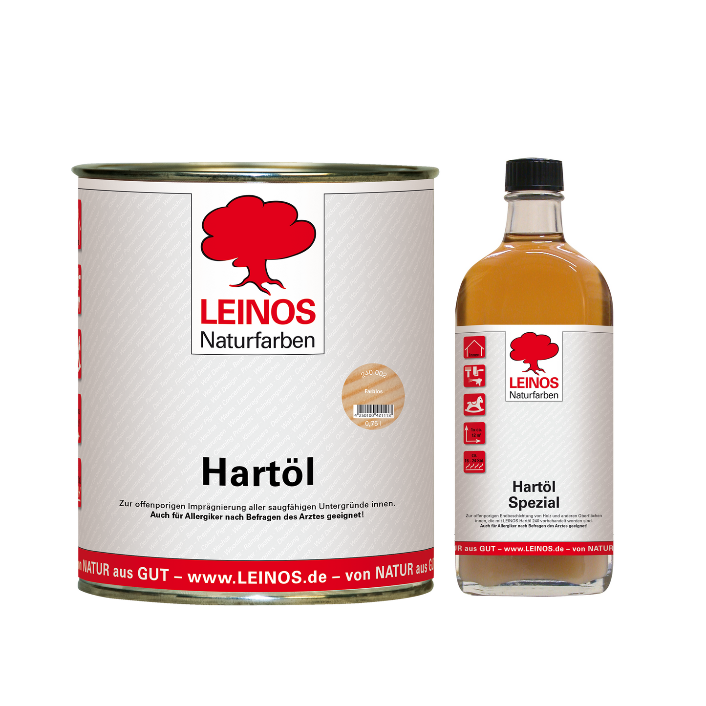 LEINOS Holzöl 750 ml im Set mit Hartöl Spezial 250 ml als Finish | Farbloses Möbelöl für stark beanspruchte Oberflächen | Effektive Versiegelung und langanhaltenden Schutz im Innenbereich