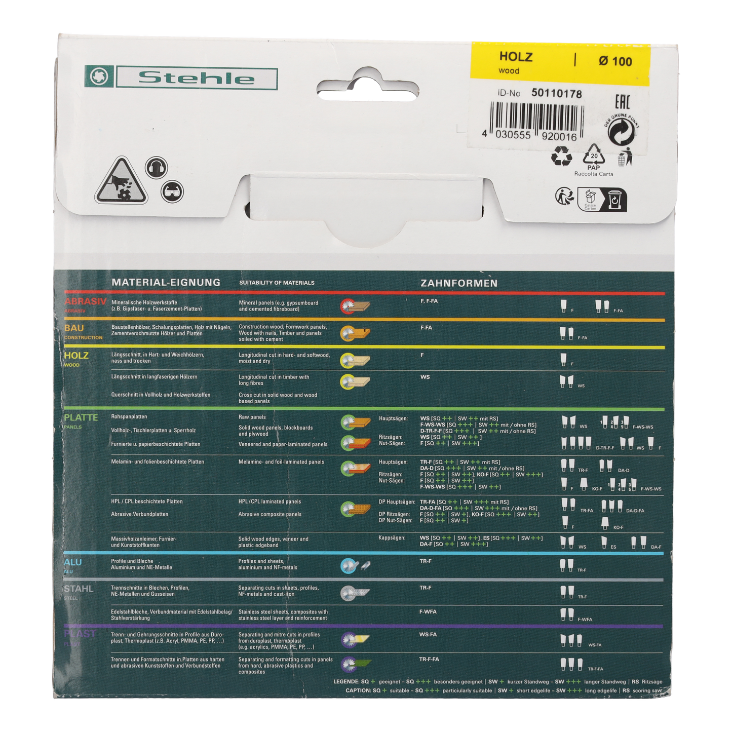 Stehle 1103L HW- Nutfräser für Lamello 100x3,97x22mm Z=12 WS inkl. 4 Nebenlöchern | ausriss freien Nuten für Lamello - Nutverbindungen in Massivhölzern und Holzwerkstoffen