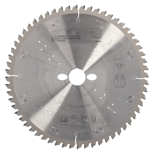 Stehle HW K+G negativ Kapp- & Gehrungssägeblatt 260x2,5x30mm Z=60 WS